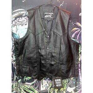 Event Leather‎ Men's Black Moto Classic Biker Style Vest Size XL